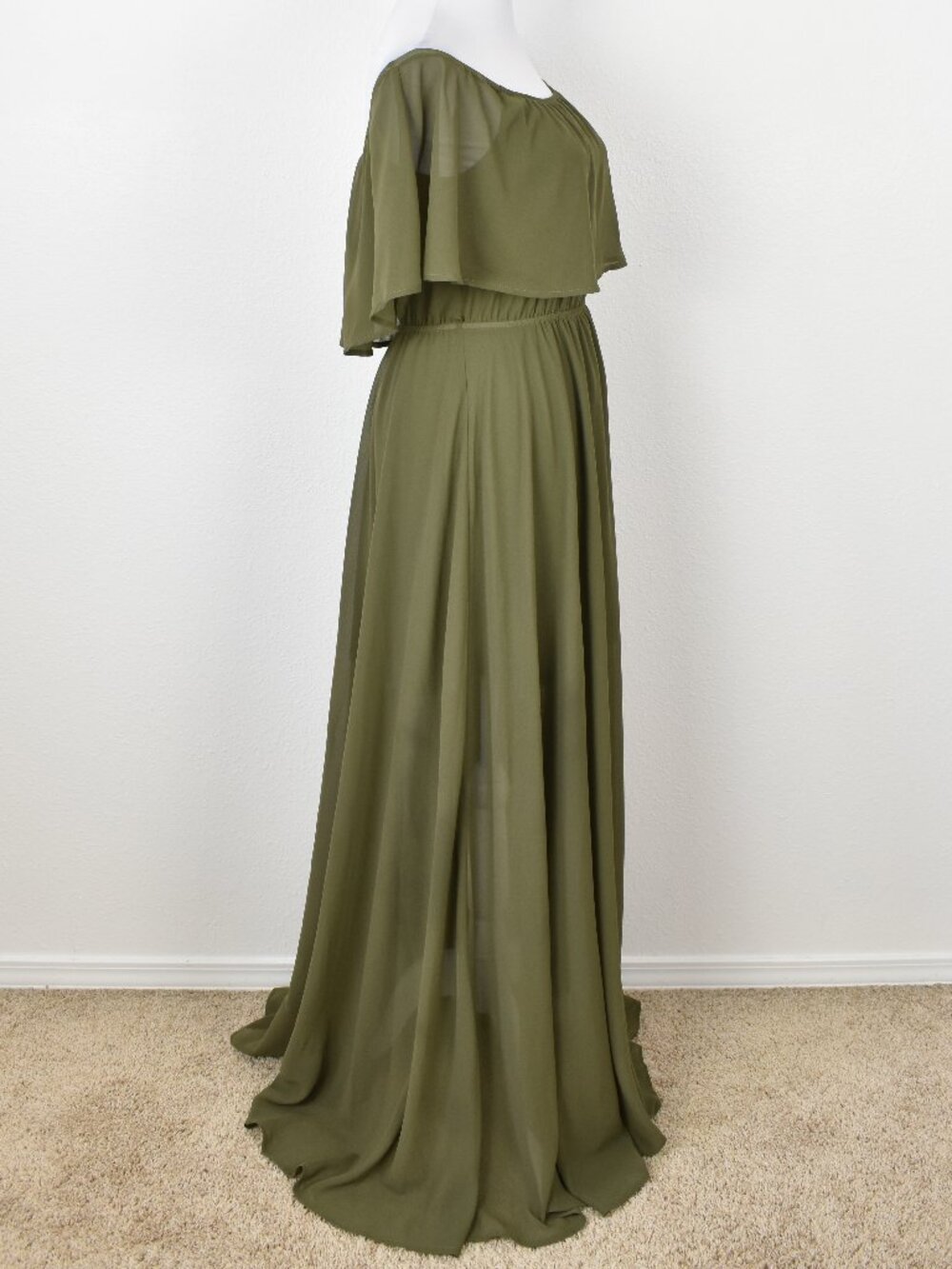 Baltic Born Victoria Olive Green Off Shoulder Maxi Dress - M - Picture 2 of 10